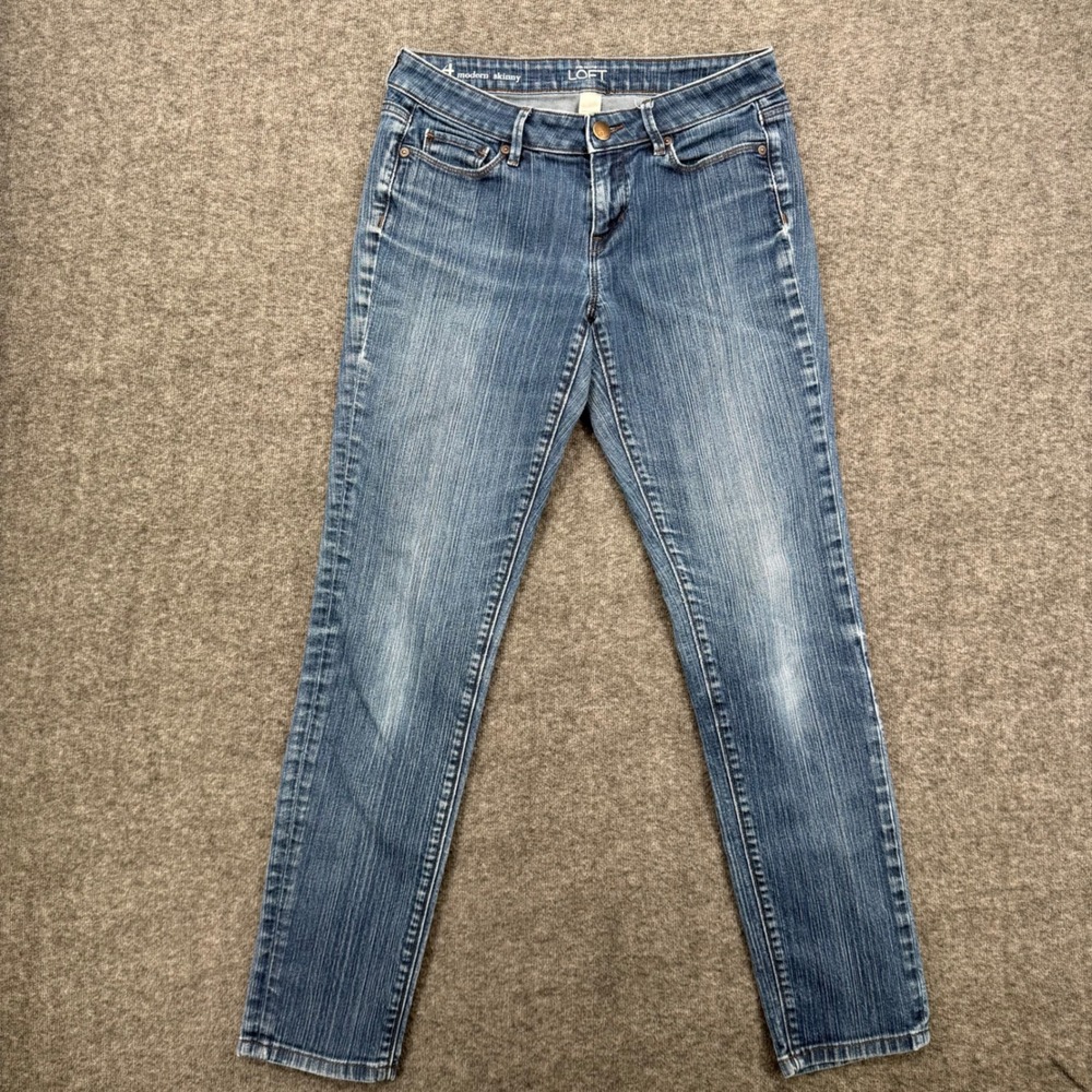 Ann Taylor Loft Modern Skinny Jeans Womens 4 Medium Wash Blue Denim Pants